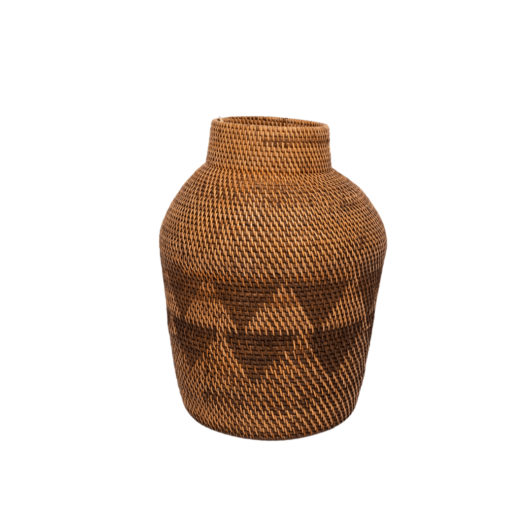 Black Patterned Tribal Basket  | 50cm