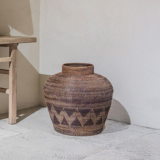 Black Patterned Tribal Basket | 70cm