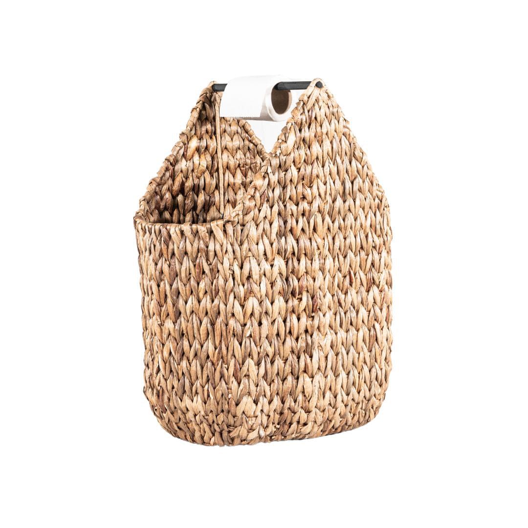 Sienna Water Hyacinth Basket w/ Toilet Paper Holder